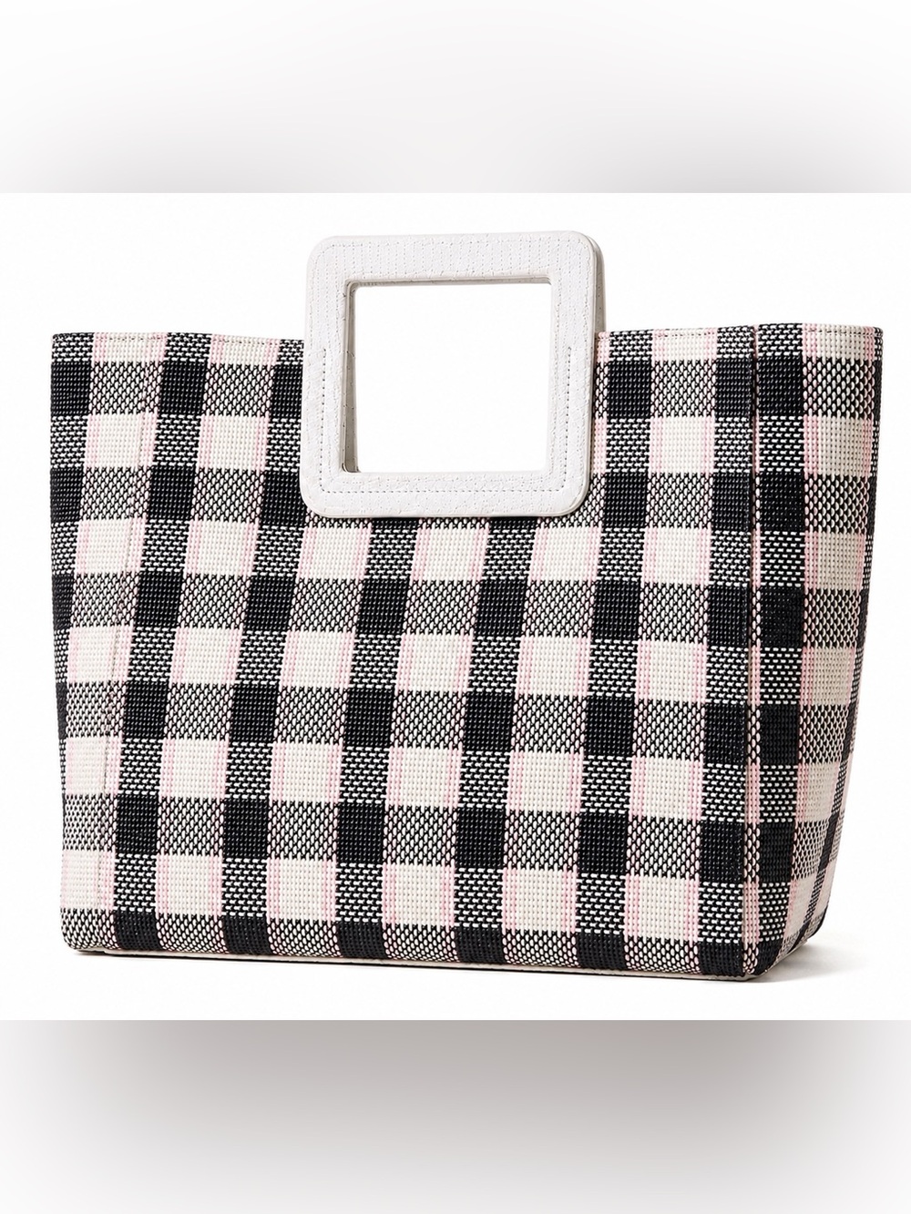 Chic Abercrombie Nadia Woven Plaid Mini Tote Bag Y2K Square Resin Handle Iconic.